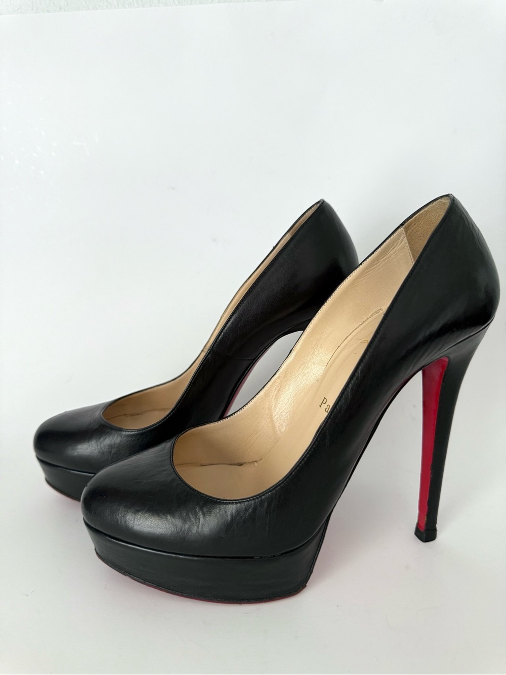 Christian Louboutin Black Leather Bianca 120 Platform Pumps